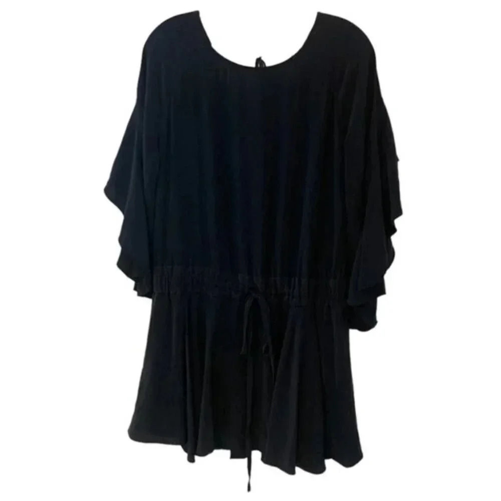 A.L.C. Cannon Draped-sleeves Silk Mini Dress In Midnight 10 - Picture 6 of 14
